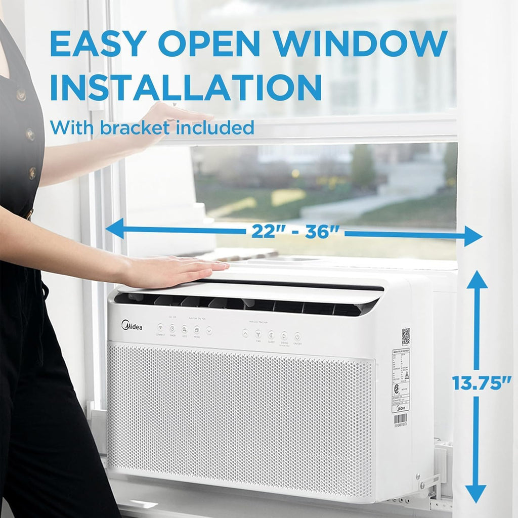 Midea 12,000 BTU U-Shaped Smart Inverter Window Air Conditioner - Cools up to 550 square feet, ultra-quiet, saves 35% energy wourant