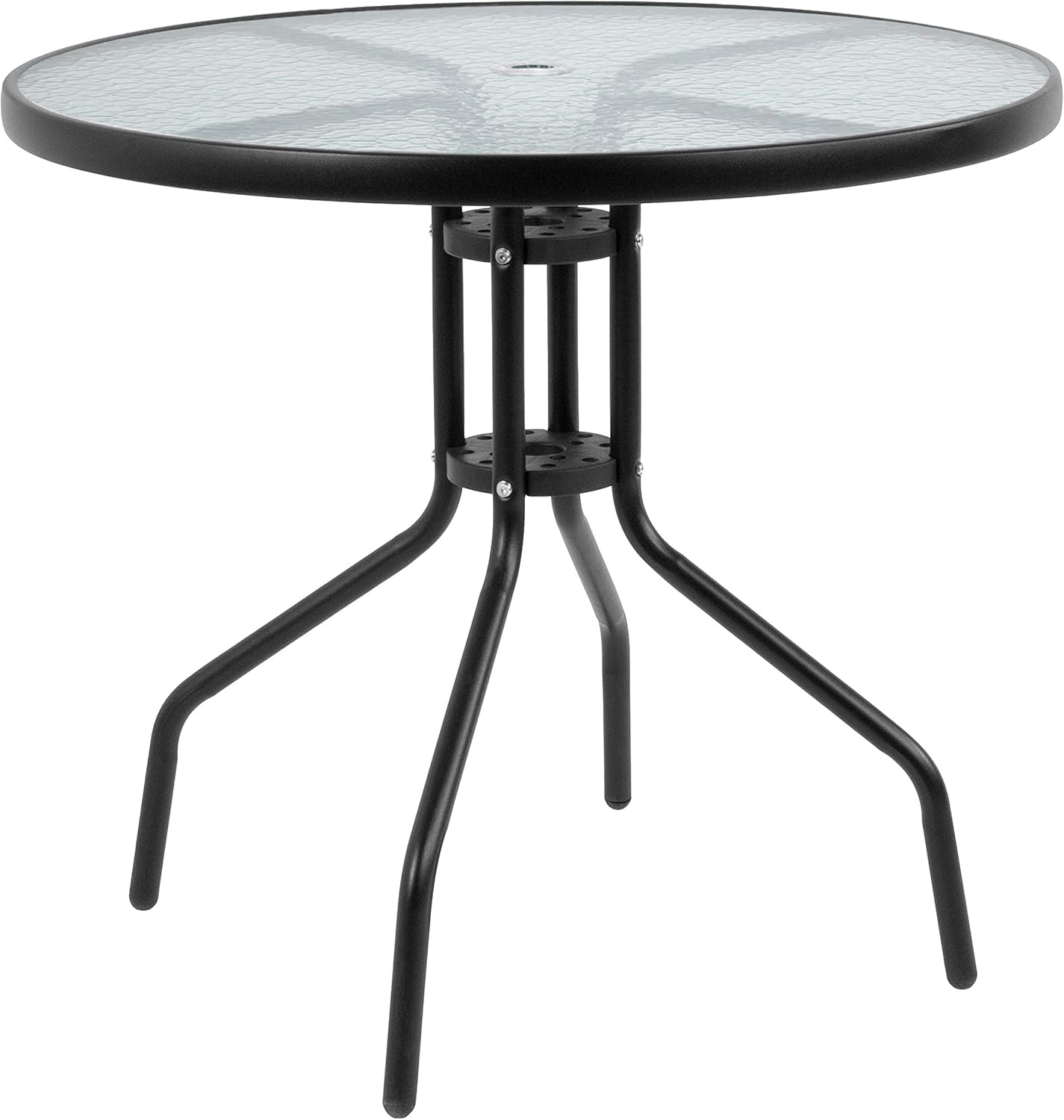 EMMA + OLIVER 6 Piece Brown Patio Garden Set with Umbrella Table and Set of 4 Folding Chairs wourant