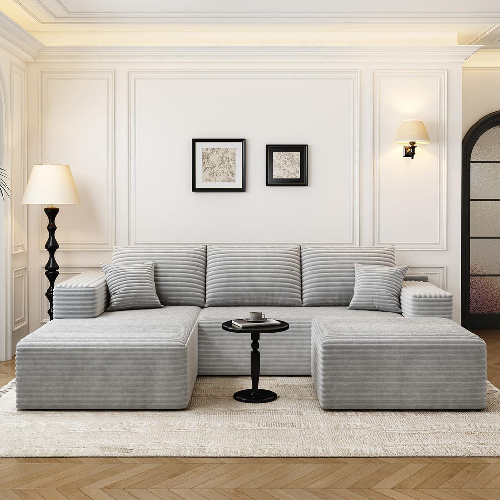 107.5" Cloud Modular Sectional Sofa Couch with L-Shape Chaise,Modern Minimalist Upholstered Couches wourant
