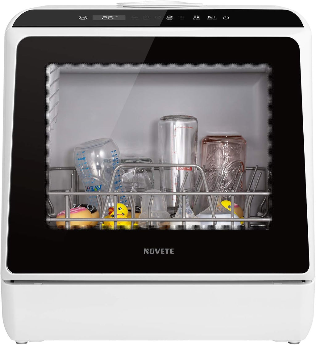 NOVETE Portable Countertop Dishwashers, Compact Dishwashers with 5L Built-in Water Tank & Inlet Hose wourant