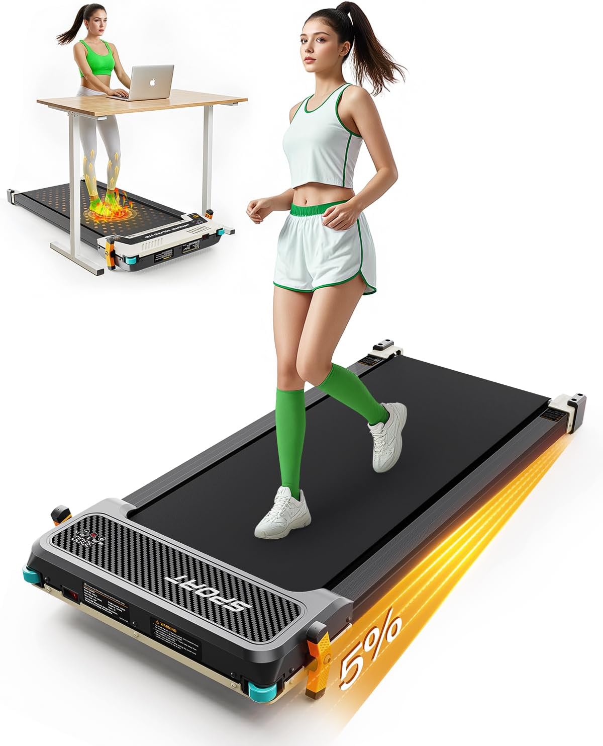 Akluer Inclined Home Treadmill 2.5 HP Small Under-Desk Treadmill with Remote Control and LED Display wourant