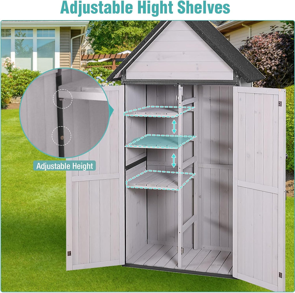 Sheds Outdoor Storage Garden Shed with Metal Frame Structure and Adjustable Shelves wourant