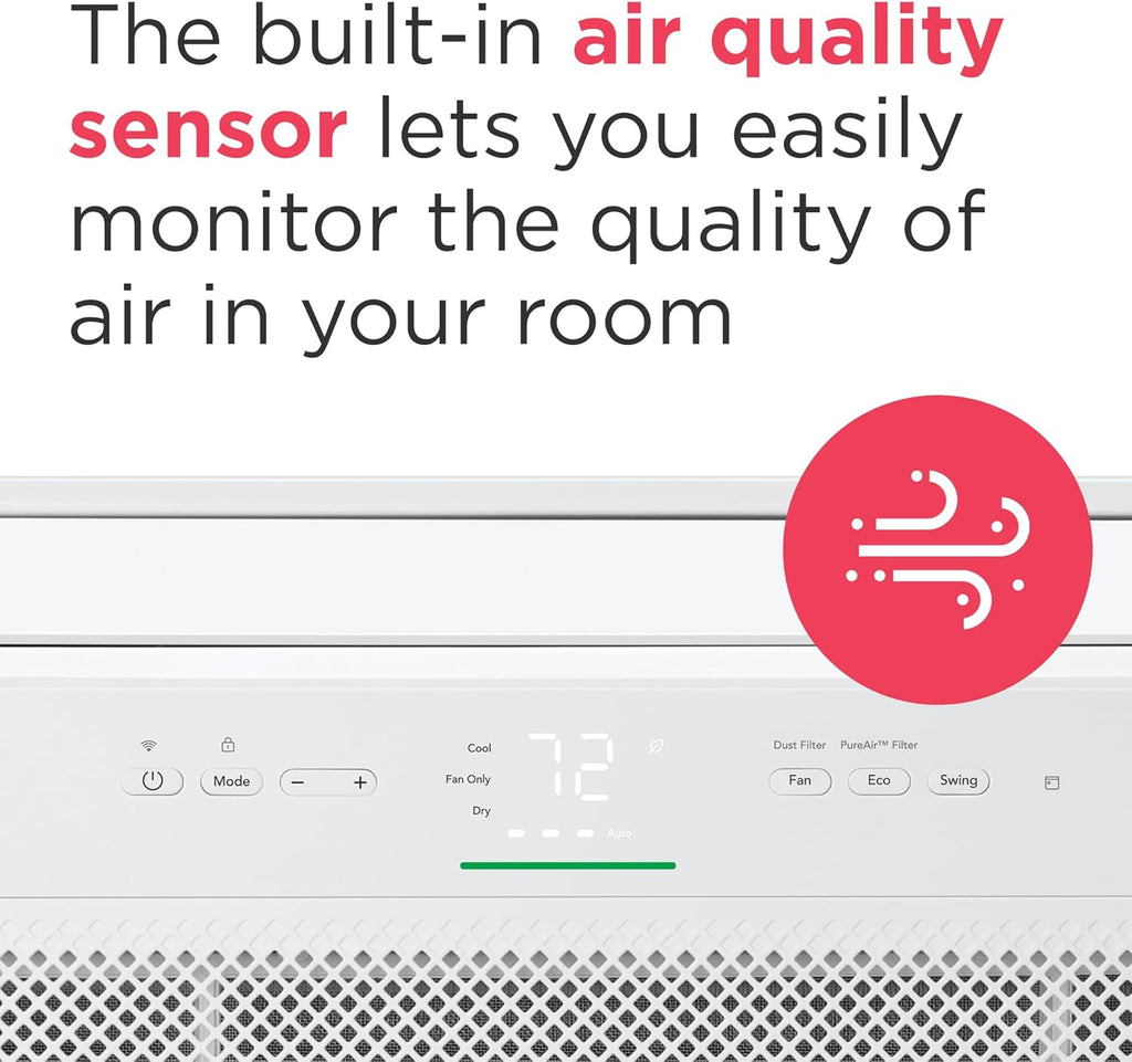 Frigidaire GHWQ103WC1 Inverter Quiet Temp Room Air Conditioner, 10,000 BTU with Wi-Fi Connected, Works with Alexa, Energy Star Certified, Easy-to-Clean Washable Filter, in White wourant