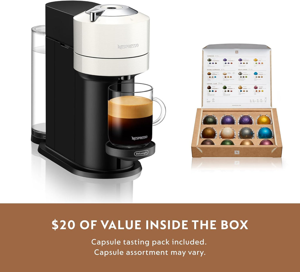 Nespresso Vertuo Next Coffee and Espresso Maker by De'Longhi, White wourant