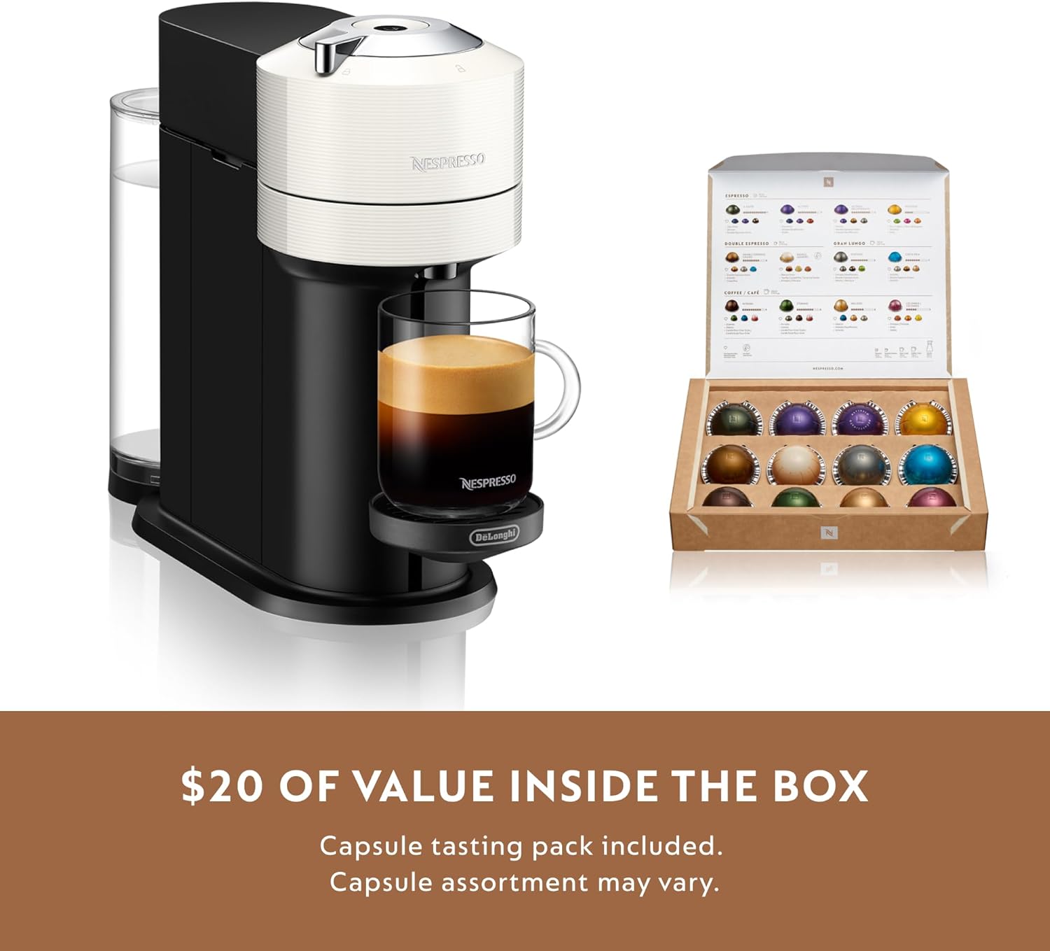 Nespresso Vertuo Next Coffee and Espresso Maker by De'Longhi, White wourant