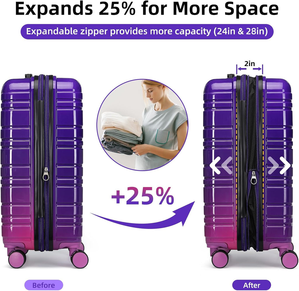 6-piece luggage set, expandable hardshell suitcase set with spinner wheels, lightweight rolling luggage set wourant