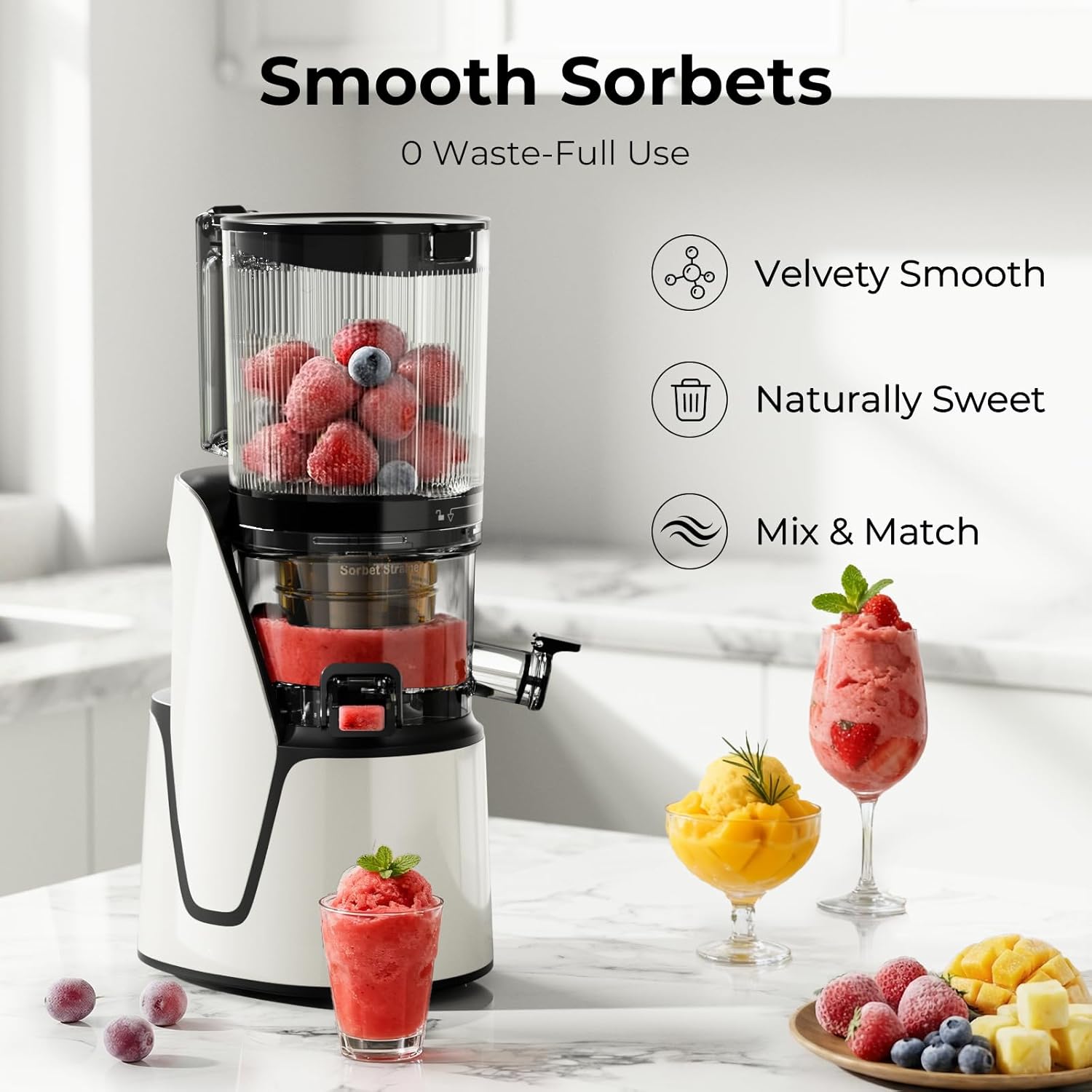 EanOruus Juicer Machines, 3 in 1 Cold Press Juicer with Extra Large Chute 100 oz Large Capacity wourant