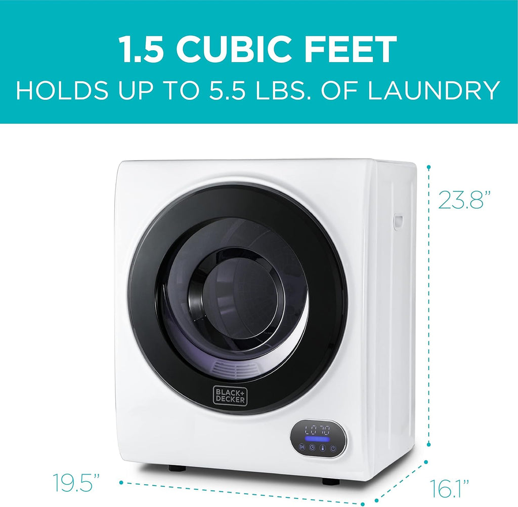 Compact Clothes Dryer, 1.5 Cu. Ft. 850W Electric Dryer, 120V Vented Portable Dryer with Stainless Steel Drum, for 5.5 lbs. of clothing for Standard Wall Outlet wourant