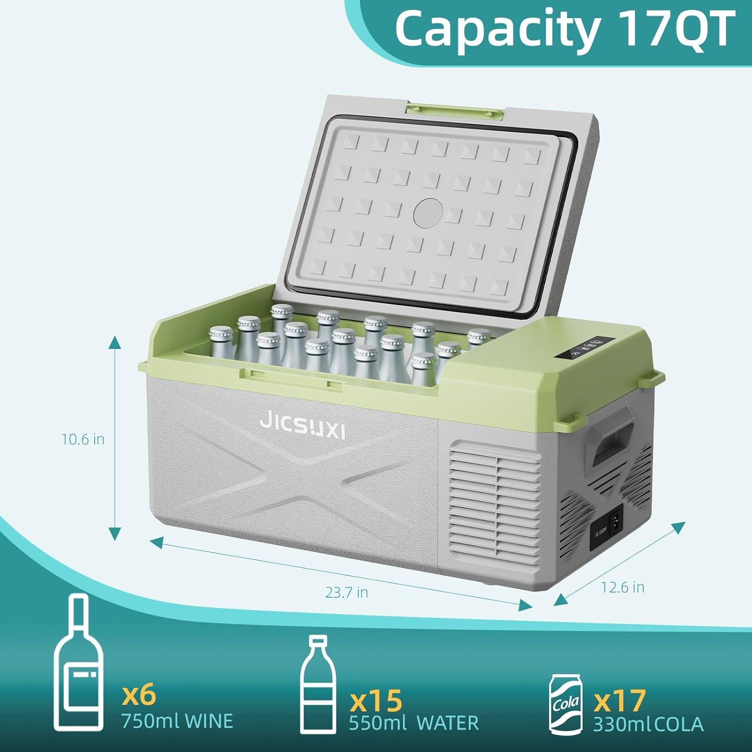 12V Car Refrigerator, 17 Quart Portable Freezer 12 Car Fridge (-4F~68F) Compressor Electric Cooler with 12/24V DC 110-240V AC, APP Control For Car Truck RV Camping, Travel Outdoor Home wourant