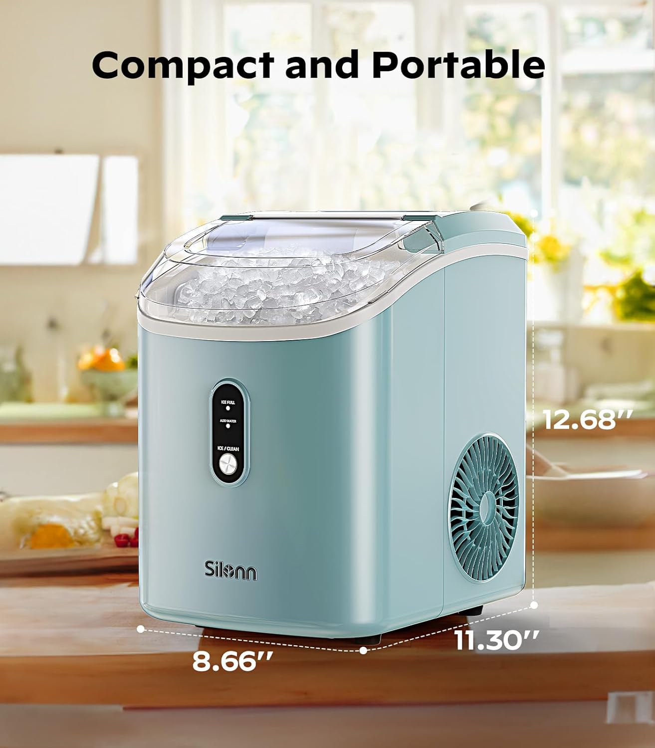 Nugget Ice Maker Countertop, Silonn Chewable Pellet Ice Machine with Self-Cleanin Function, 33lbs/24H Portable Ice Makers for Home Kitchen Officce, Black wourant