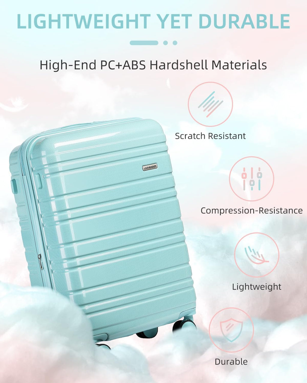 6-piece luggage set, expandable hardshell suitcase set with spinner wheels, lightweight rolling luggage set wourant