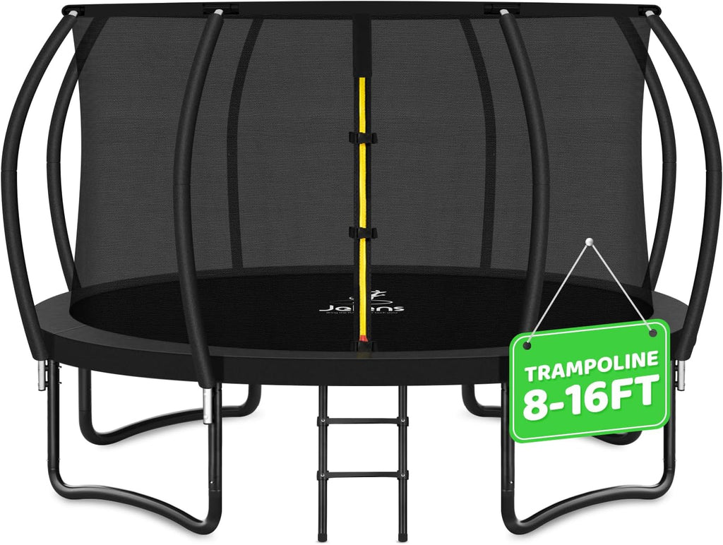 Trampoline 8FT 10FT 12FT 14FT 16FT, Recreational Trampolines with Enclosure Net and Ladder, Outdoor Anti-Rust Trampolines for Kids and Adults, ASTM Approved wourant