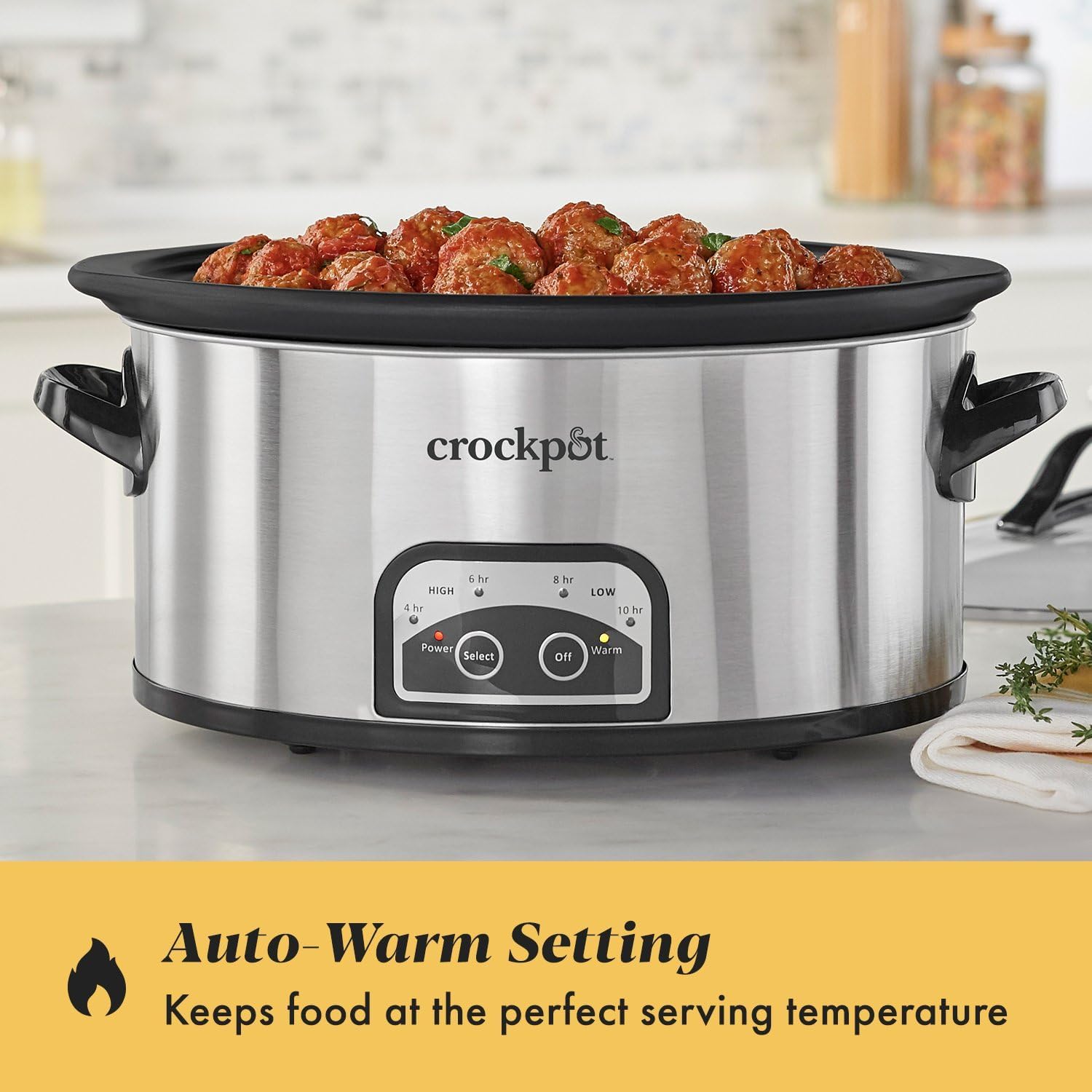 Large 8-Quart Programmable Slow Cooker with Auto Warm Setting Black Stainless Steel wourant