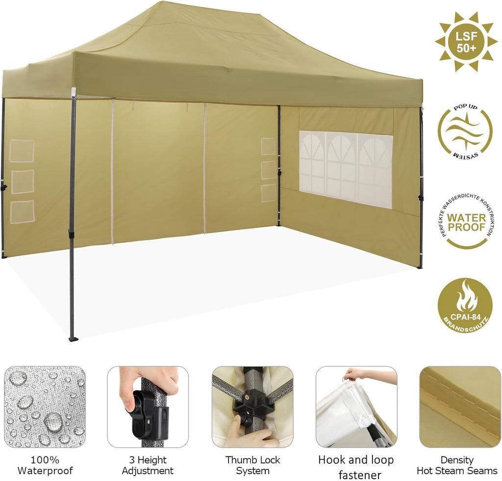 COBIZI 10x20 Heavy Duty Pop up Canopy Tent with 6 sidewalls Easy Up Commercial Outdoor Canopy Wedding Party Tents for Parties All Season Wind & Waterproof Gazebo with Roller Bag,Black(Frame Thickened) wourant