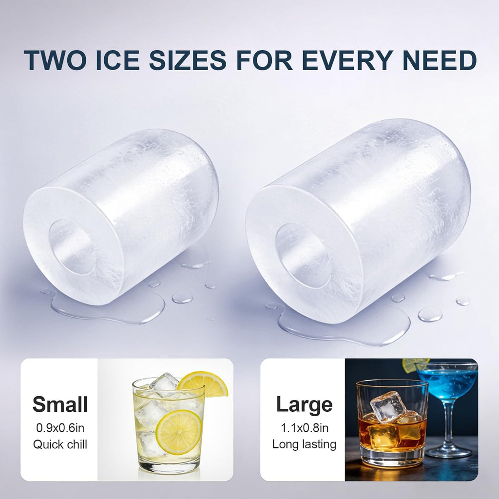38lbs Per Day Countertop Ice Maker, 9 Ice Cubes in 3.5 Minutes, Self-Cleaning Portable Ice Machine with 2 Bullet Sizes for Kitchen, Camping, RV, and Party woonhhop