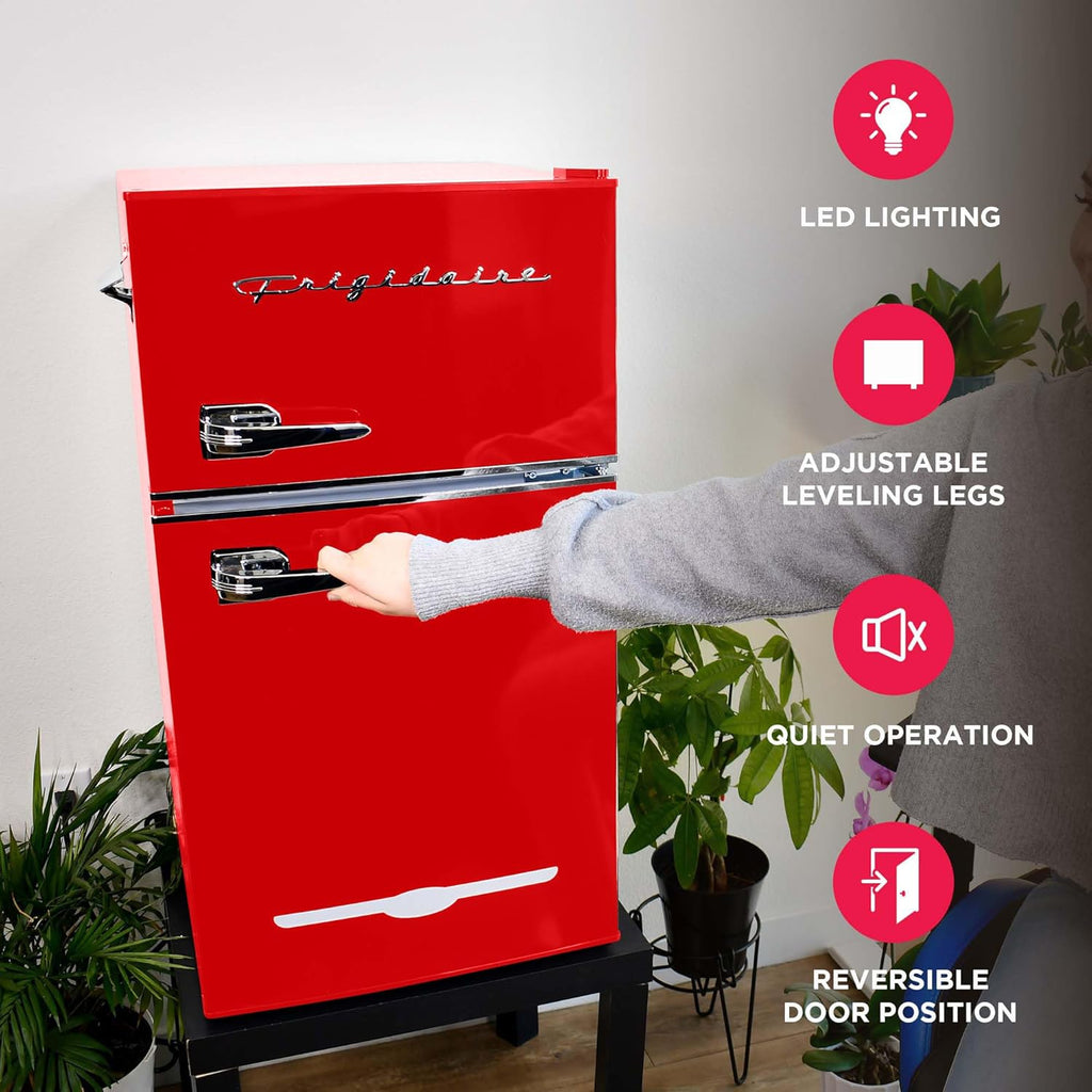 Frigidaire Retro Mini Fridge with Freezer Side Bottle Opener-Small 2 Door Refrigerator Office Bar wourant