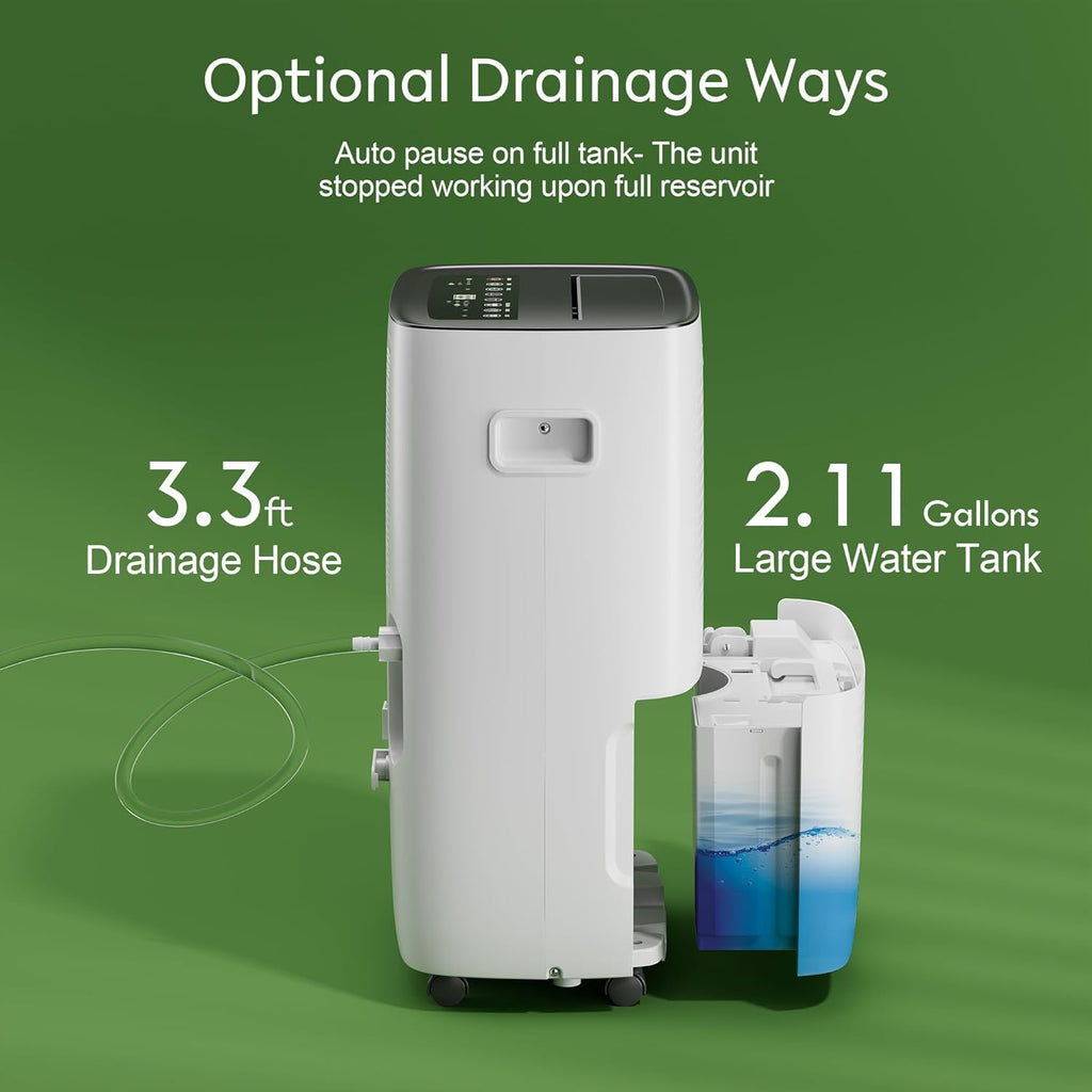 Waykar 2000 Sq. Ft Dehumidifier for Home and Basements, with Auto or Manual Drainage, 0.66 Gallon Water Tank Capacity wourant