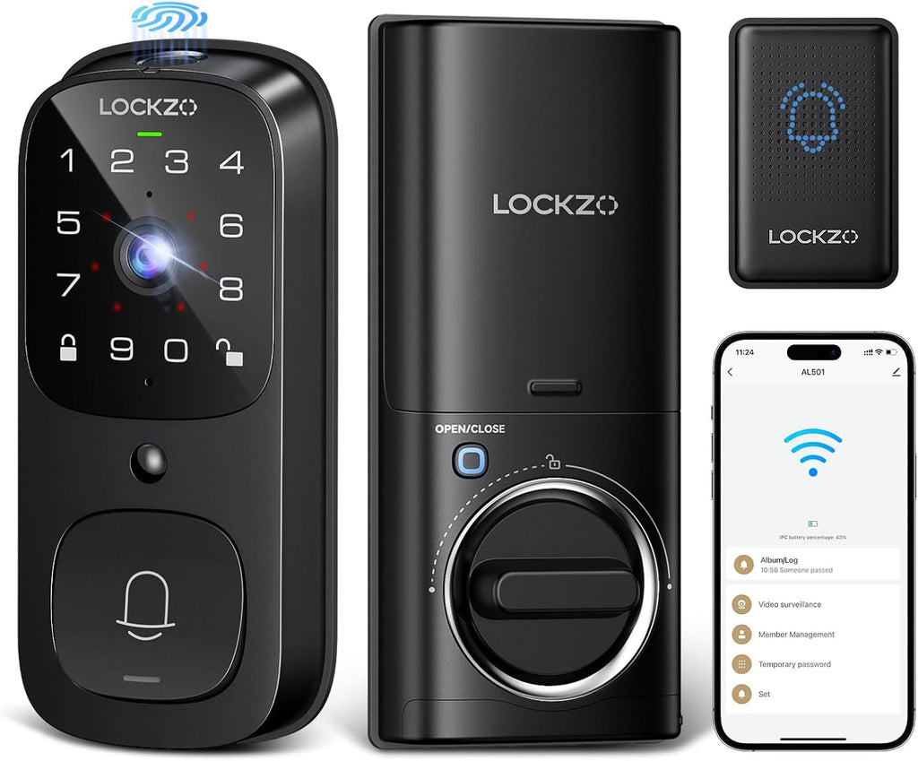 Video Smart Lock with Doorbell Keyless Entry Door Lock Built-in WiFi Camera Front Door Deadbolt Lock wourant