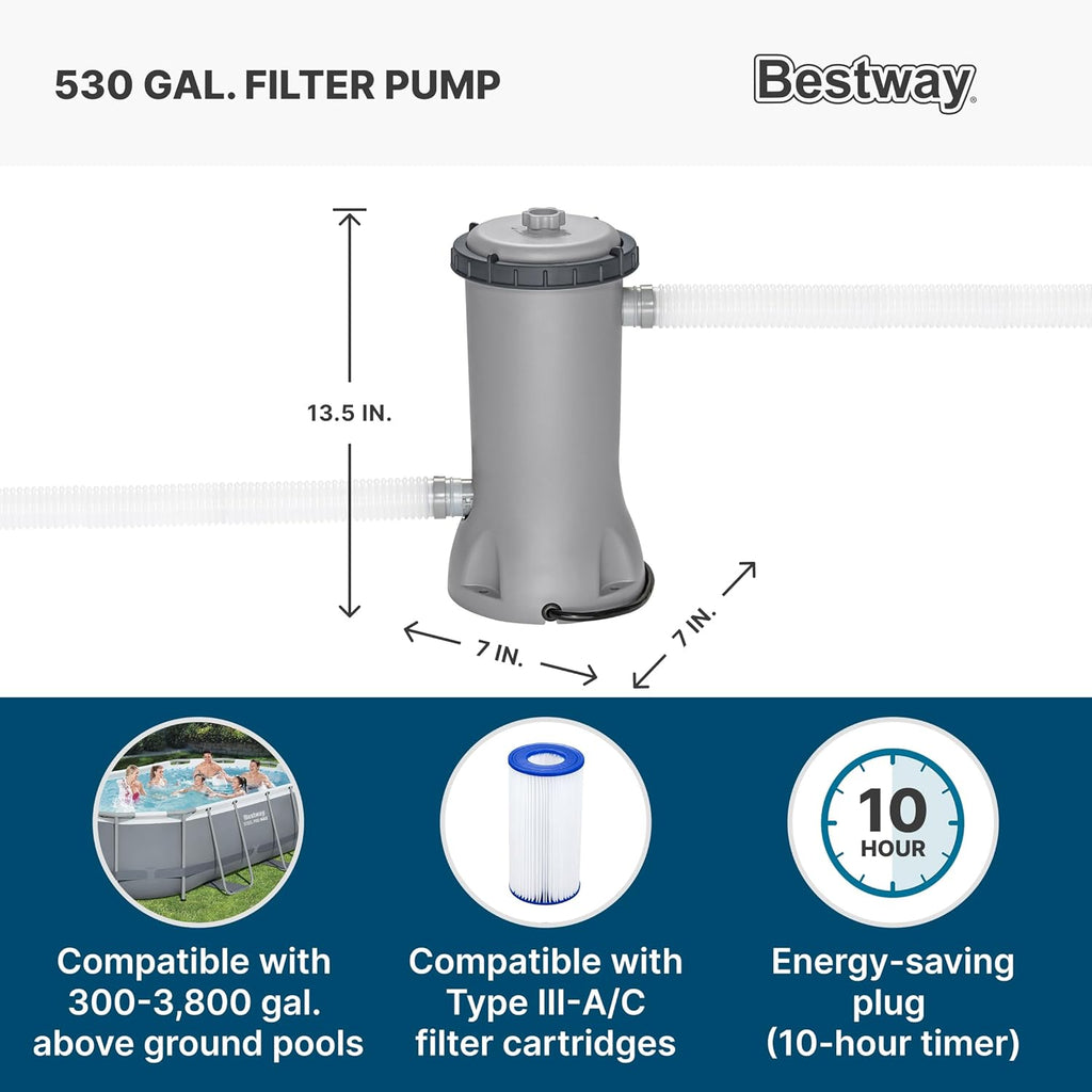 Power Steel 14' x 8'2" x 39.5" Oval Above Ground Pool Set | Includes 530gal Filter Pump, Ladder, ChemConnect Dispener wourant