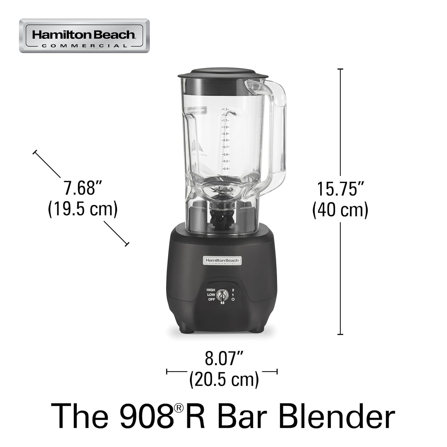 Hamilton Beach Commercial 908R 44Oz Bar Blender, 2 Speed, 1 HP, Black (HBB908R) wourant