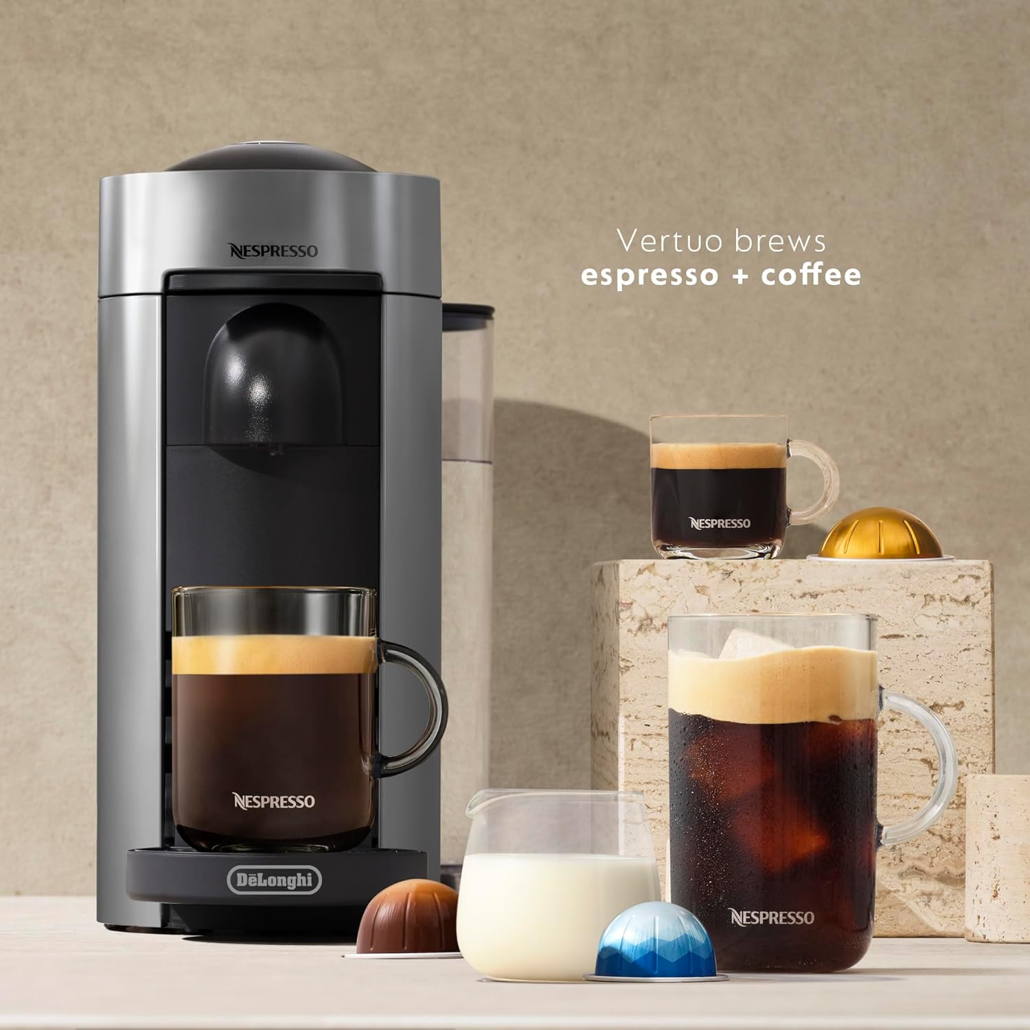 Nespresso Vertuo Plus Coffee and Espresso Maker by De'Longhi, Grey wourant