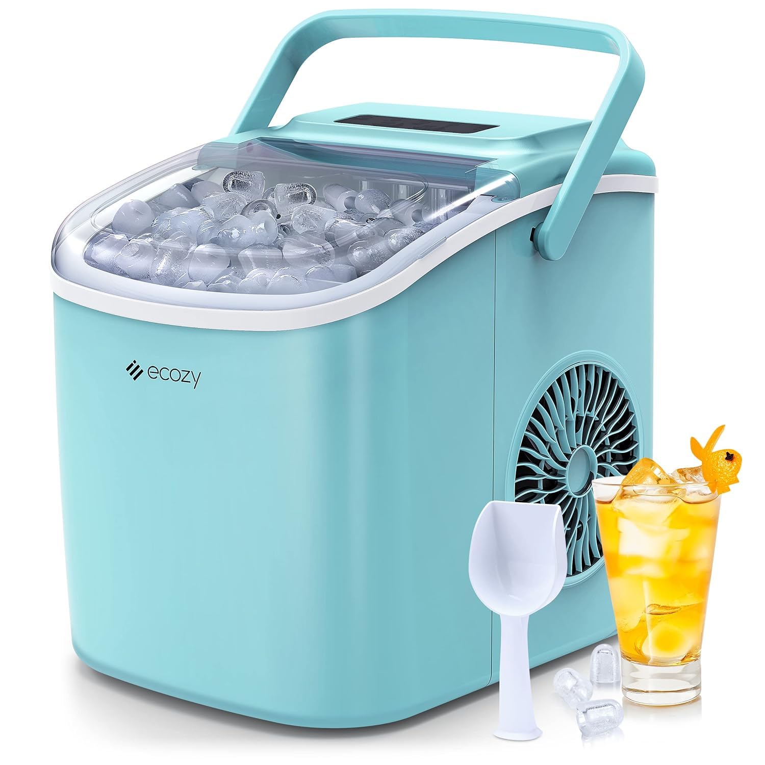 ecozy Portable Ice Maker Countertop, 9 Cubes Ready in 6 Mins, 26 lbs in 24 Hours, Self-Cleaning Machine wourant