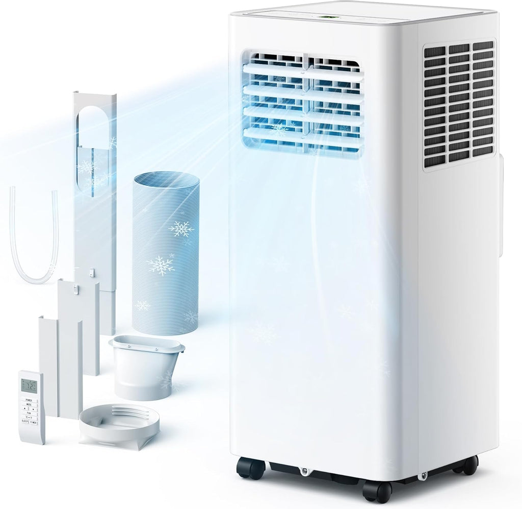 EUHOMY Portable Air Conditioners 10,000 BTU, 4-in-1 Air Conditioner Portable Up to 450 Sq.Ft. with Cool, Fan, Dehumidifier, Sleep, Portable AC Unit with LED Remote & 24H Timer, Installation Kits woonhhop