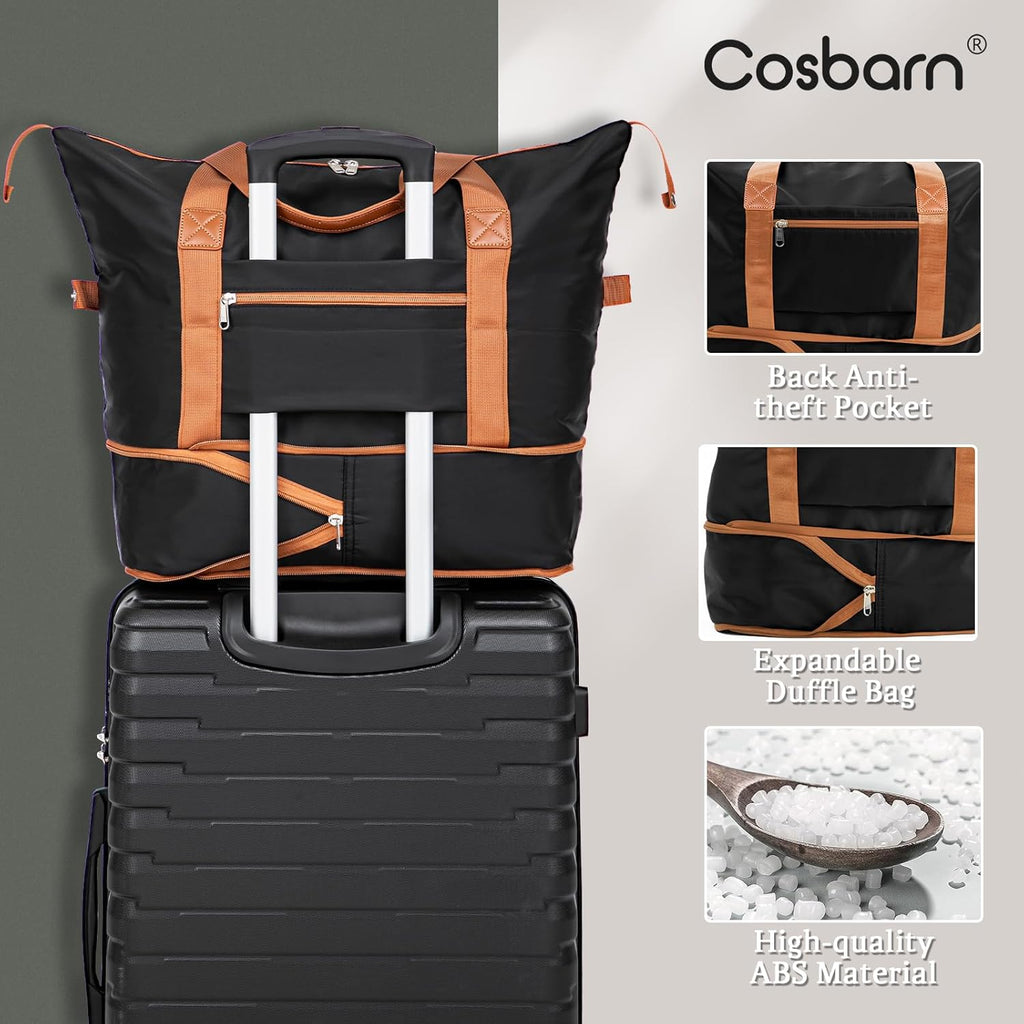 5-piece luggage set with wheels, ABS hardshell suitcase with spinner wheels wourant