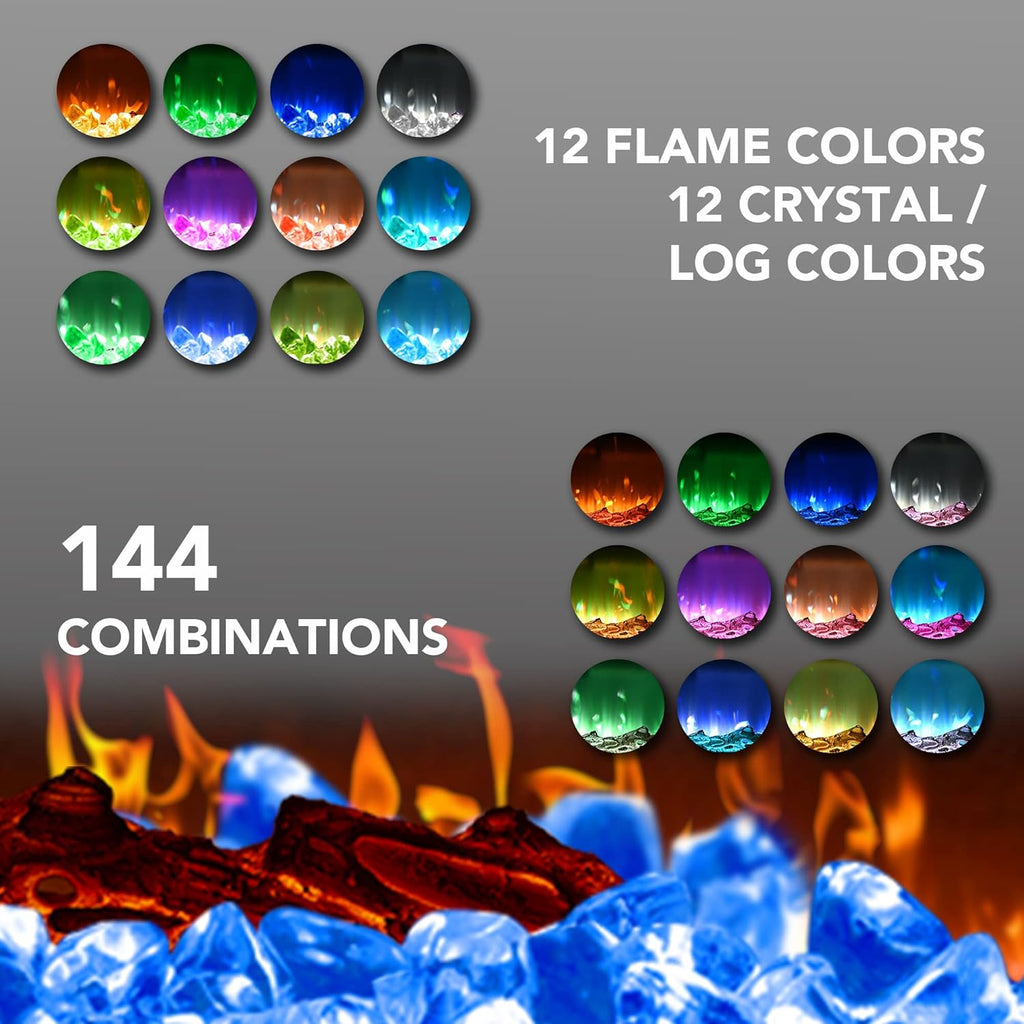 EUHOMY 50 Inch Electric Fireplace Wall Recessed and Wall Mounted with Adjustable Flame Color, Fireplace Heater with Remote Control, Linear Fireplace with Timer, Touch Screen, Log & Crystal, 750/1500W wourant