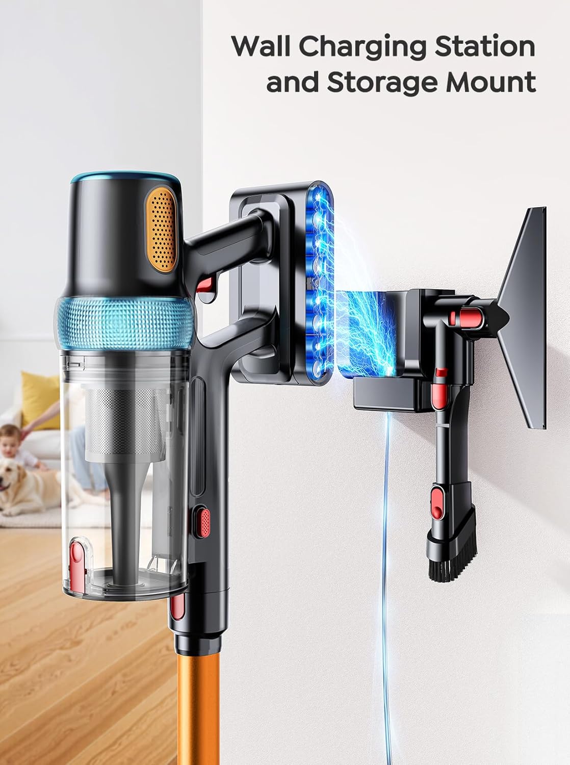 Cordless Vacuum Cleaner, 650W 55KPA 70Mins Vacuum Cleaners for Home, Upgraded Stick Vacuum with 3.3Ft Extendable Hose, LED Touch Screen, Wall Charging Station, Auto Mode for Carpet Pet Hair Hard Floor woonhhop