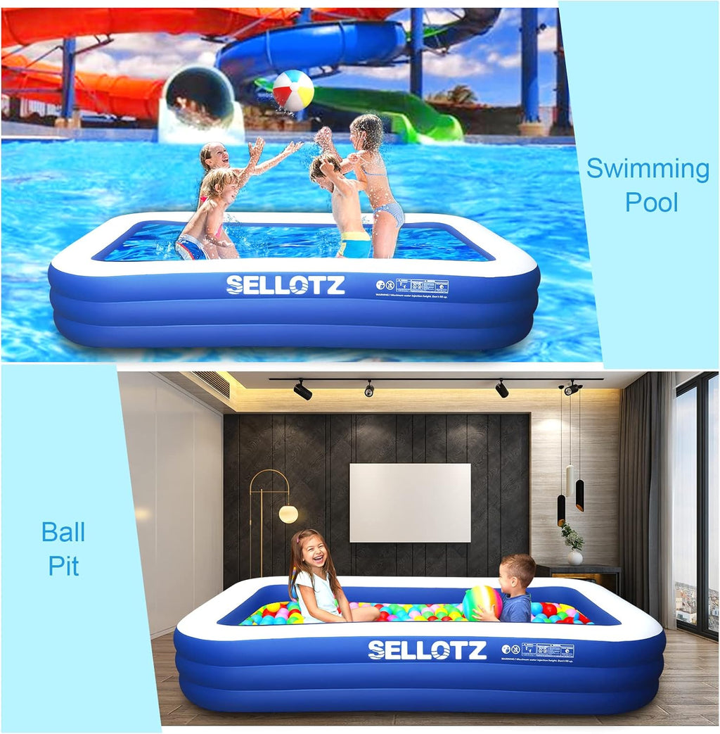 Inflatable Pool for Kids and Adults, 120" X 72" X 22" Oversized Thickened Family Swimming Pool for Toddlers, Outdoor, Garden, Backyard, Summer Water Party wourant