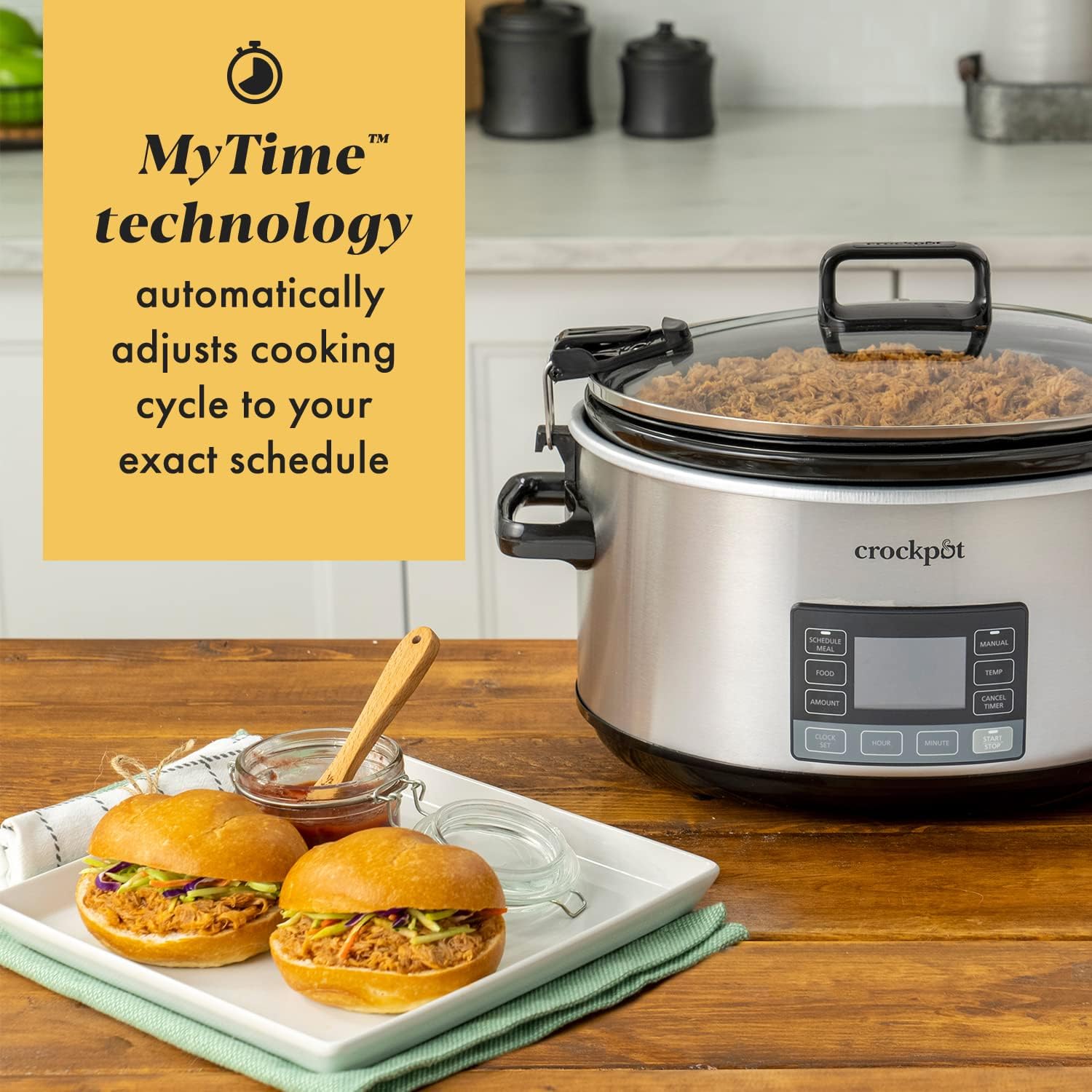 7-Quart Slow Cooker, Portable Programmable with Timer, Locking Lid, Stainless Steel; an Essential Kitchen Appliance wourant