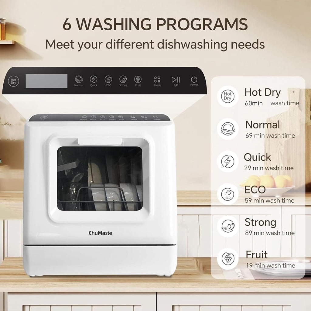 Mini dishwasher countertop .Compact Dishwasher with drying.Double spray arms. Portable Countertop Dishwasher With Water Tank, 6 wash programs, .Lavavajillas portatil can wash baby bottles. wourant