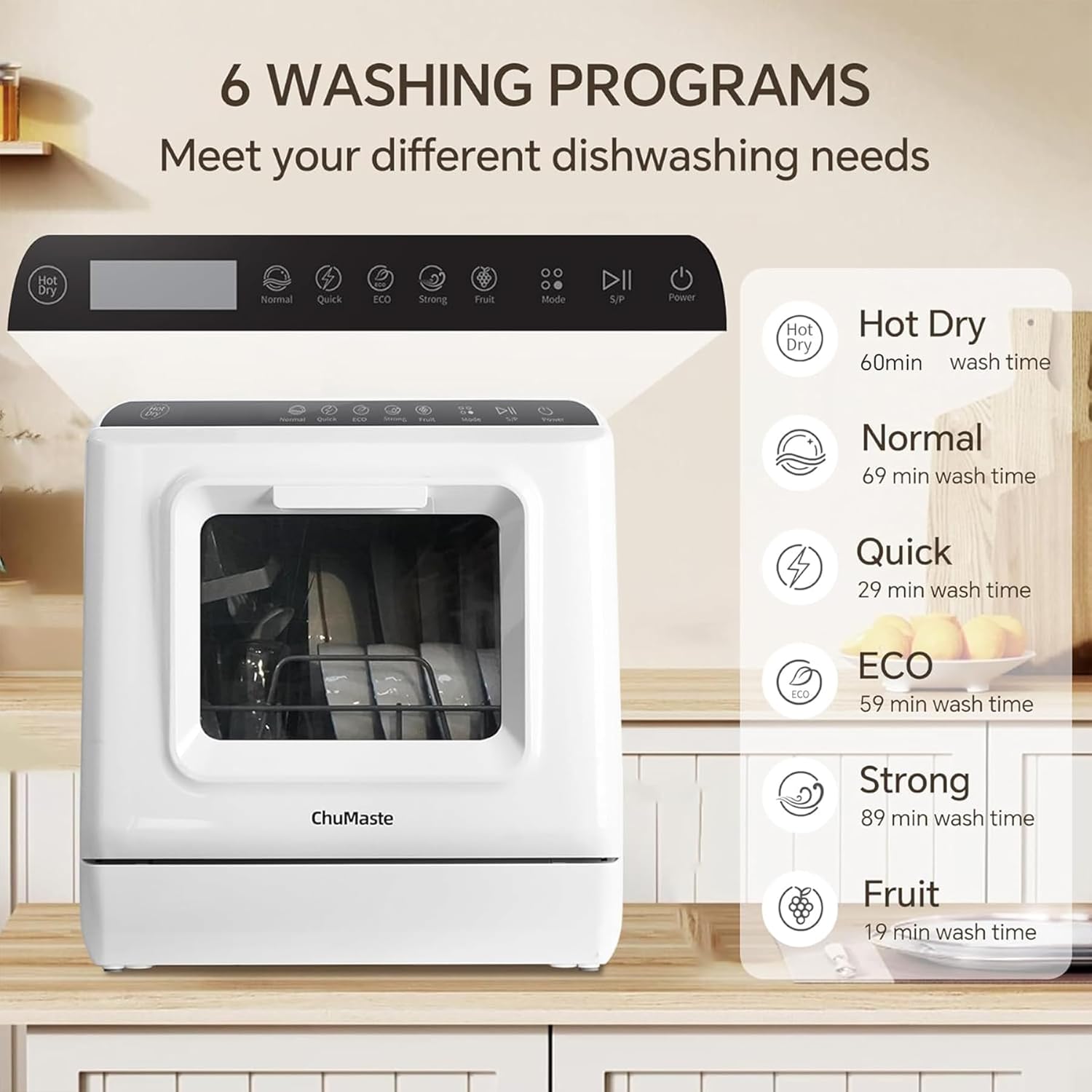 Mini dishwasher countertop .Compact Dishwasher with drying.Double spray arms. Portable Countertop Dishwasher With Water Tank, 6 wash programs, .Lavavajillas portatil can wash baby bottles. wourant