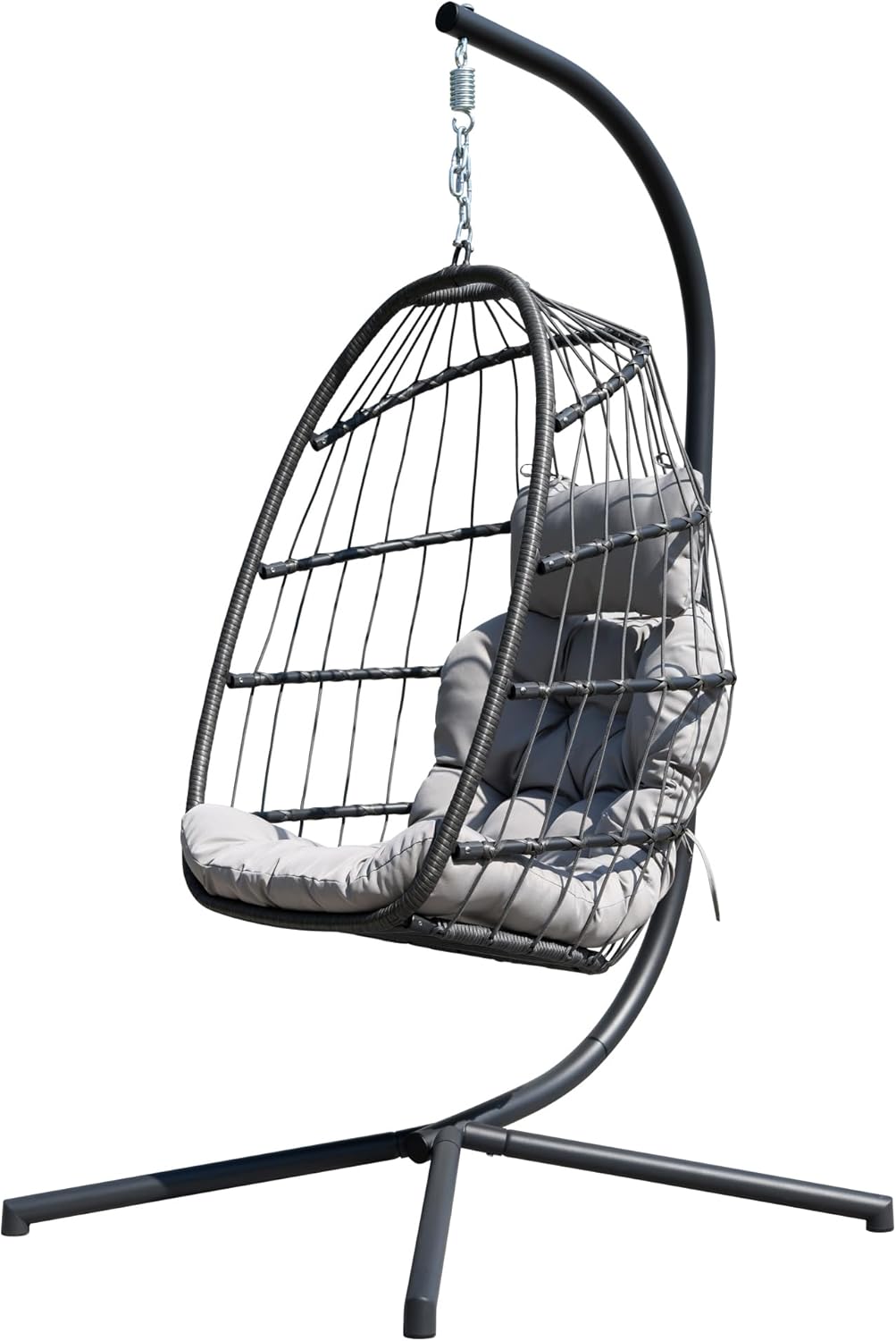 HWB Hanging Egg Chair Patio Wicker Hammock Egg Swing Chair with Cushion for Bedroom wourant
