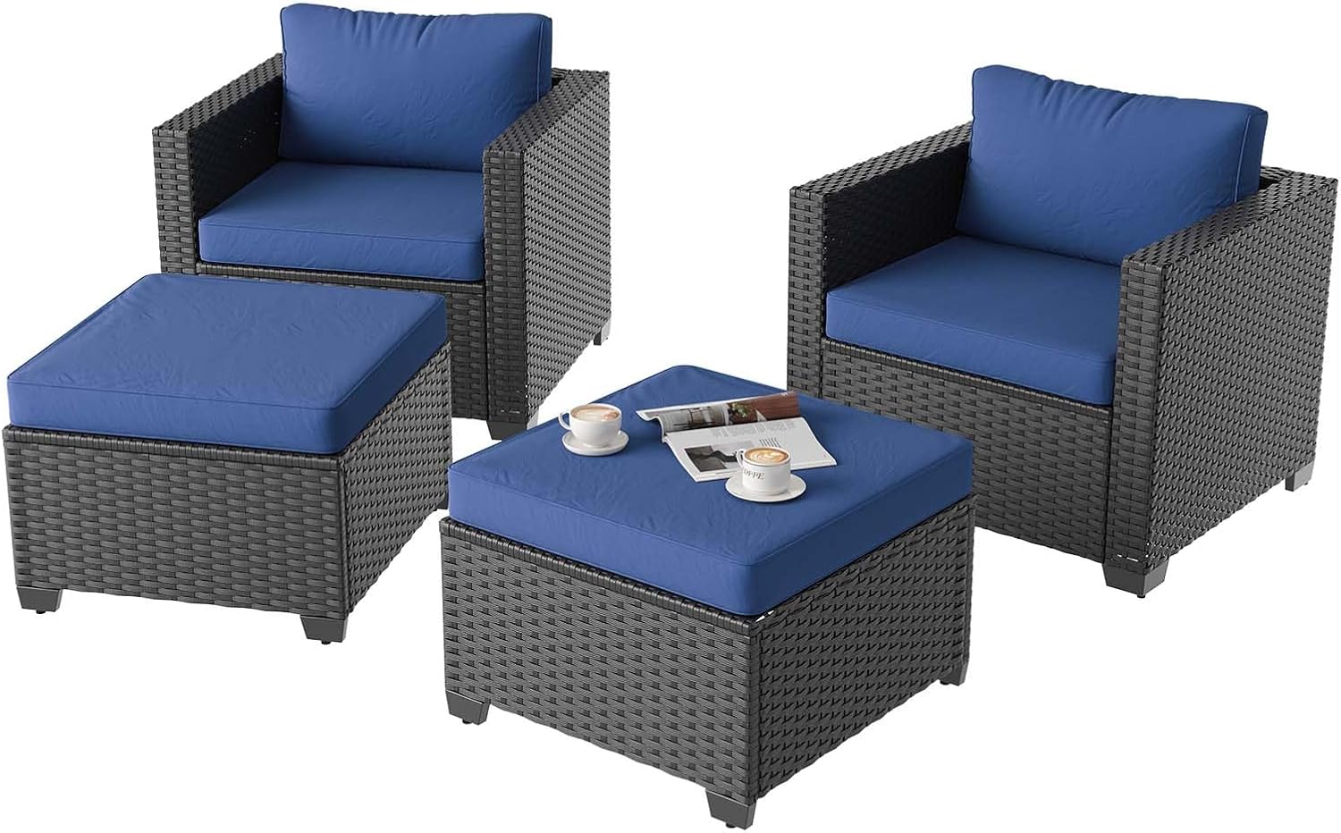 Aoxun 8 Piece Outdoor Patio Furniture Set 7 Seats, Outdoor Sectional with Thick Waterproof Cushions & Storage Coffee Table, Patio Conversation Sets for Garden,Backyard, Porch, Balcony, Deck, Beige woonhhop