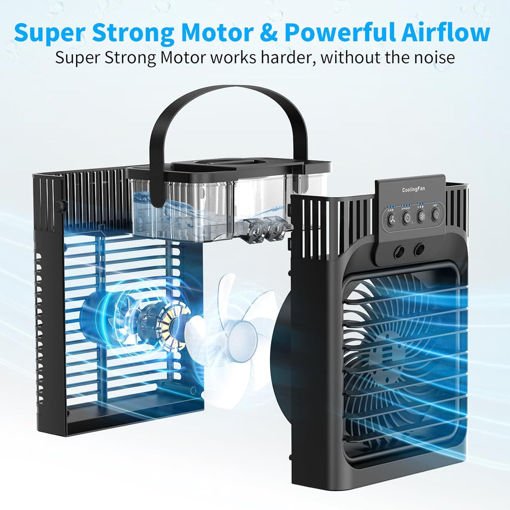 Portable Air Conditioners,4-in-1 Evaporative Air Cooler with 3 Speeds, 3 Modes & 7 LED Light Cooling Fan with Remote, 2-8H Timer, 1200ML Personal Mini Air Conditioner for Bedroom and Office wourant