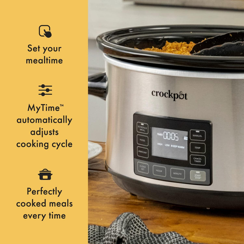 7-Quart Slow Cooker, Portable Programmable with Timer, Locking Lid, Stainless Steel; an Essential Kitchen Appliance wourant
