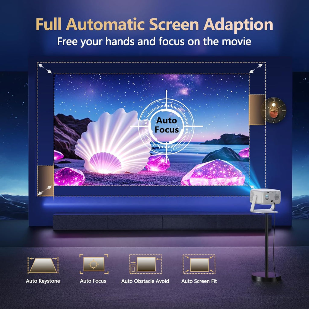 [3000+ Licensed Apps/Live TV/HDR10+/50W DoIby Audio] Smart 4K-Projector with WiFi wourant