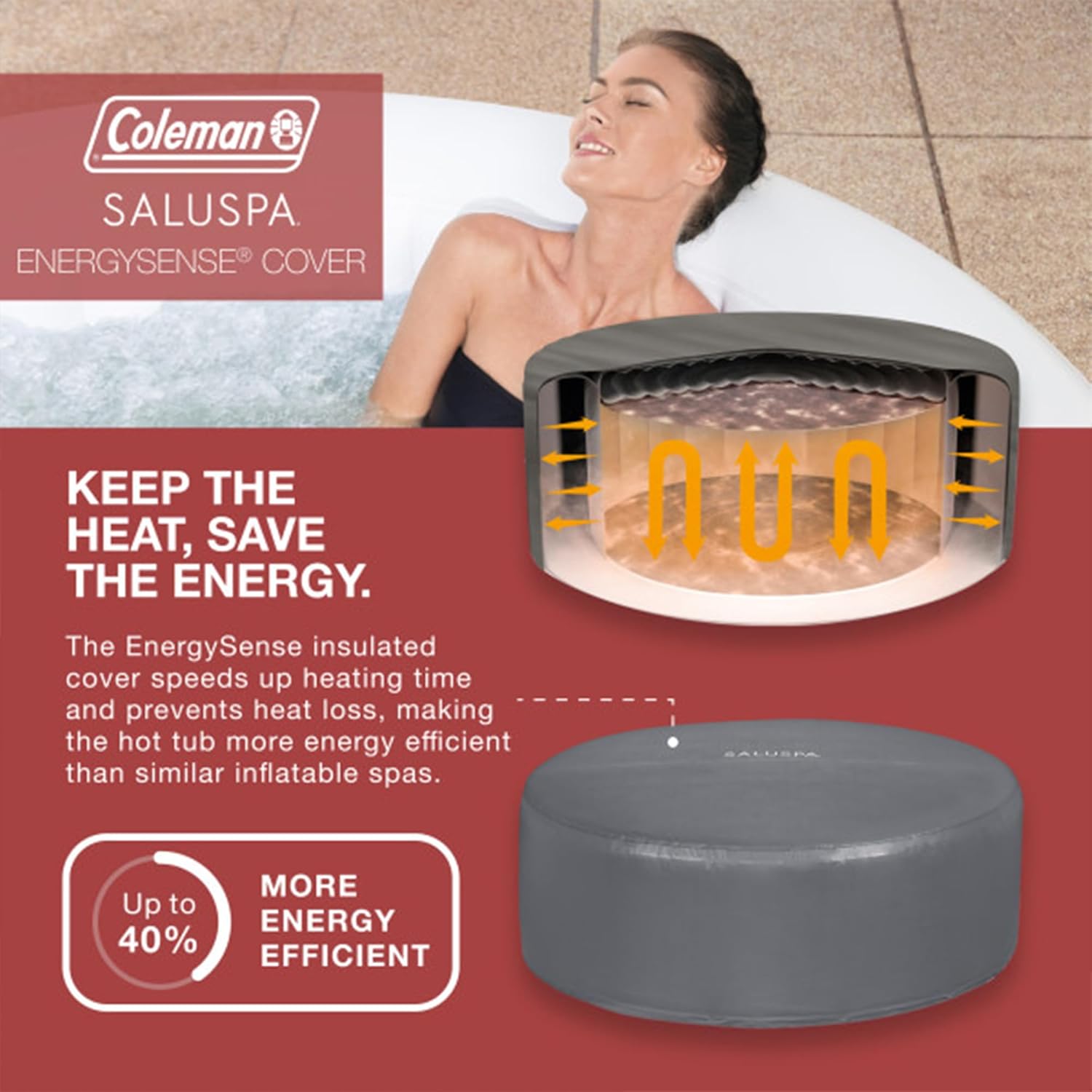Coleman SaluSpa Miami AirJet 2 to 4 Person Round Inflatable Hot Tub Portable Outdoor Spa with 120 Soothing AirJets and Insulated Cover, Black wourant