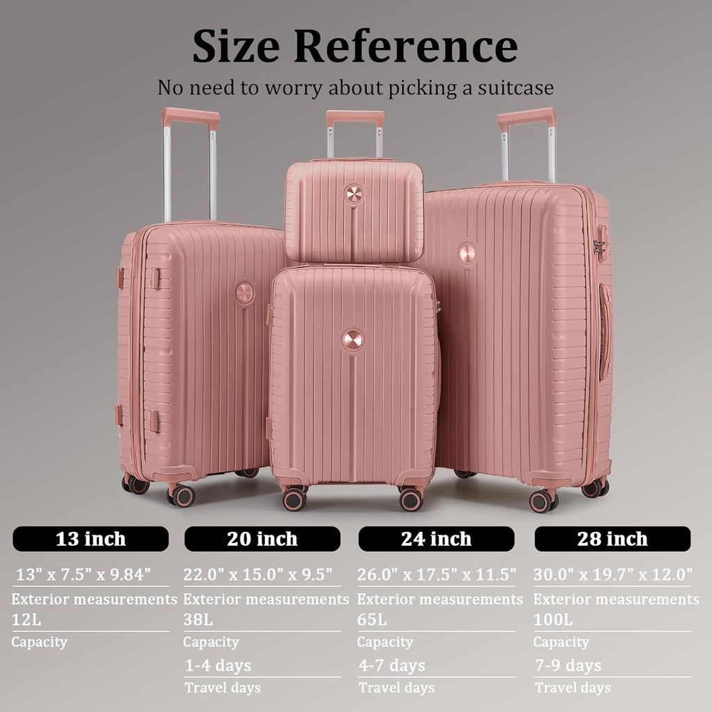 5-piece PP hardshell lightweight travel carry-on luggage set with dual spinner wheels and TSA lock wourant