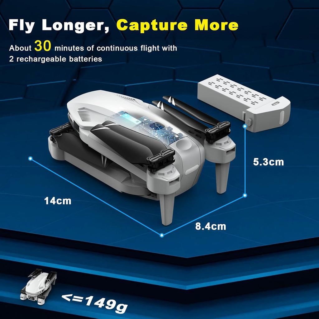 Drone with Camera for Adults, HD FPV Drones with Upgrade Altitude Hold, One-Key Take Off/Landing, Voice Control, Headless Mode, 2 Batteries, Toys Gifts for Teen Boys Girls, Beginner wourant
