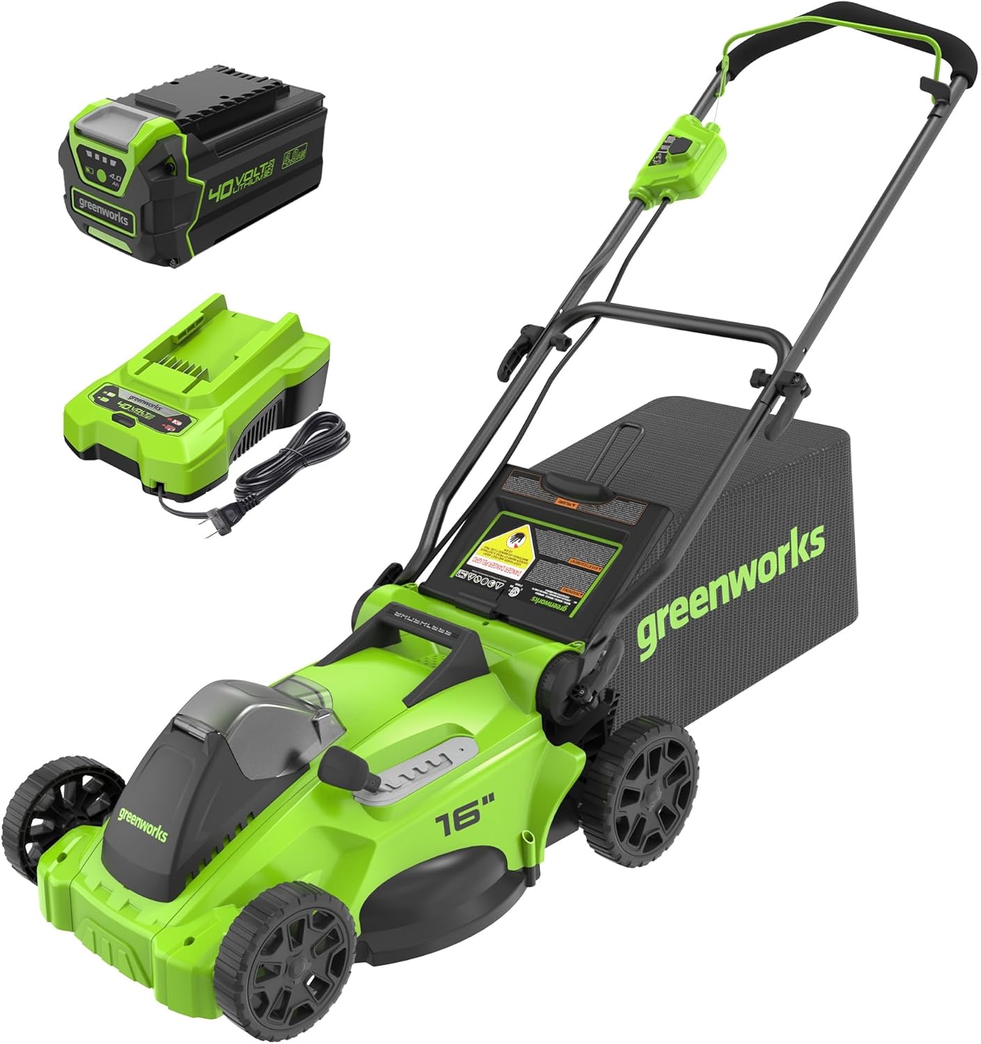 Greenworks 40V 16" Brushless Cordless (Push) Lawn Mower Blower (350 CFM) 13" String Trimmer wourant