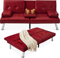 Best Choice Products Faux Leather Upholstered Modern Convertible Futon, Adjustable Folding Sofa Bed wourant