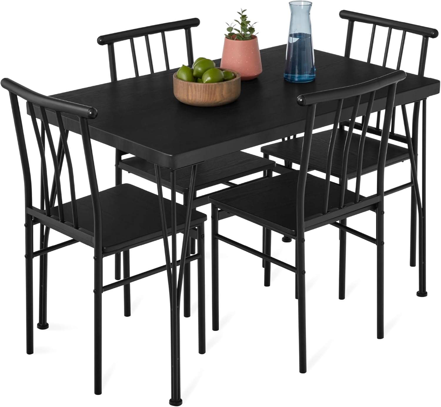 Best Choice Products 5 Piece Metal and Wood Indoor Modern Rectangular Dining Table Furniture Set wourant