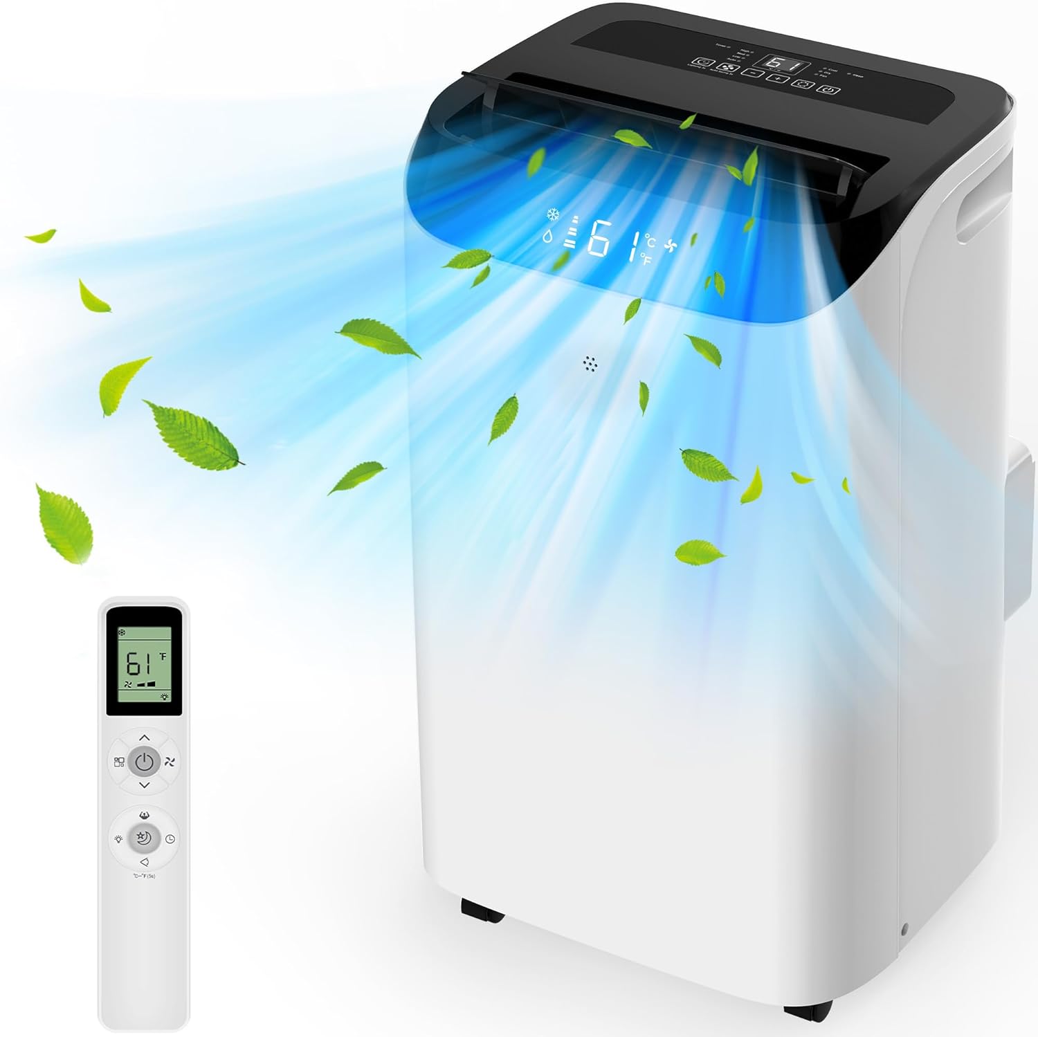 14000 BTU Portable Air Conditioners with Remote Control, 3-in-1 Free Standing Cooling AC Unit with Fan & Dehumidifier, Cools Room up to 700 sq.ft, Smart/Sleep Mode,3 Speed,Auto Swing,24H Timer woonhhop