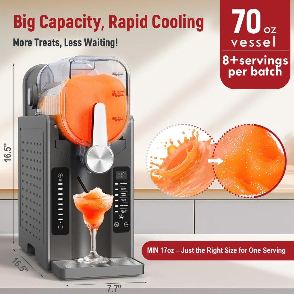 Slushie Machine: No Ice Needed All-in-One Slushy Maker for Home, Real-Time Temp Display, Auto-Clean, 6 Preset | Frozen Margaritas, Cocktails, Frappés, Ice Cream, Smoothies, Milkshakes,Summer Parties wourant