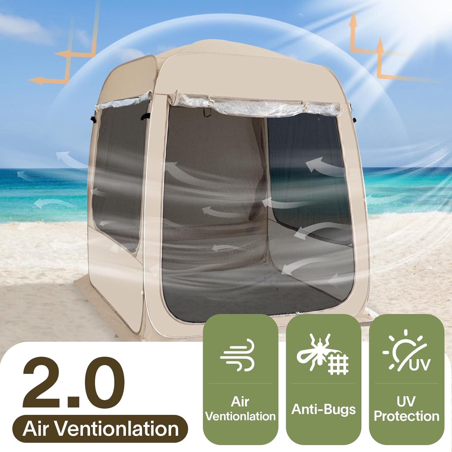 Screen gazebo, sleeps 6-10-15 people Igloo-style canopy tent with mosquito net on the sides Perfect for garden, patio, backyard wourant