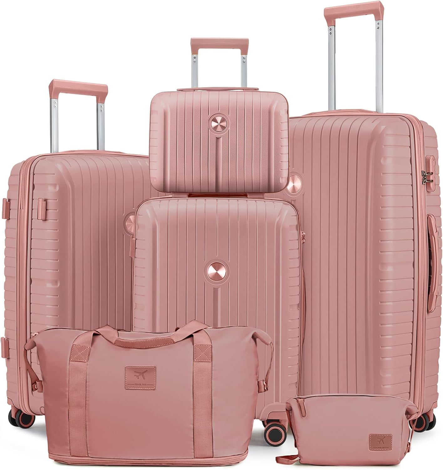 5-piece PP hardshell lightweight travel carry-on luggage set with dual spinner wheels and TSA lock wourant