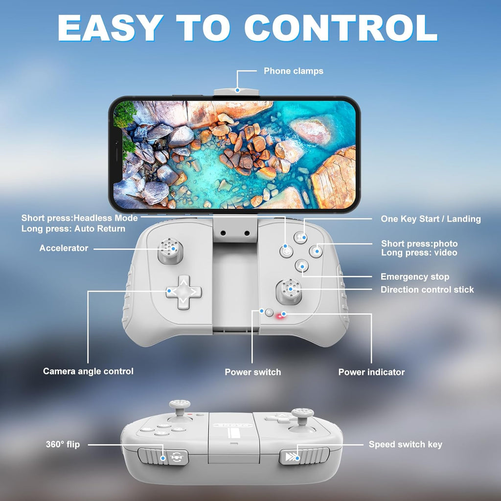 Drone with Camera for Adults, HD FPV Drones with Upgrade Altitude Hold, One-Key Take Off/Landing, Voice Control, Headless Mode, 2 Batteries, Toys Gifts for Teen Boys Girls, Beginner wourant